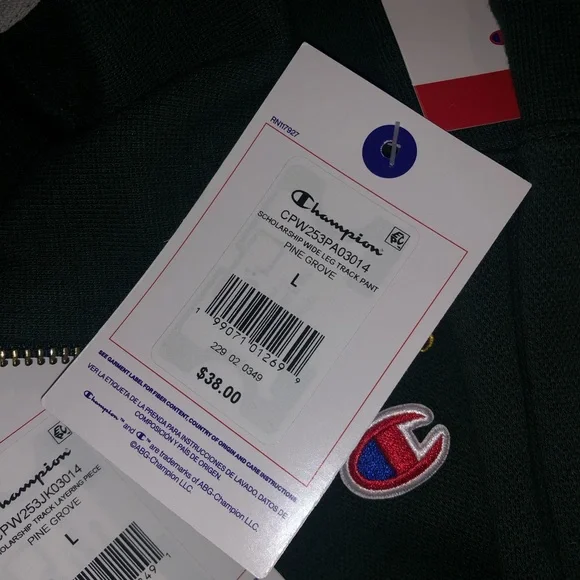 Champion Dark Green Wide-Leg Track Pants with Side Stripe - Picture 6 of 6